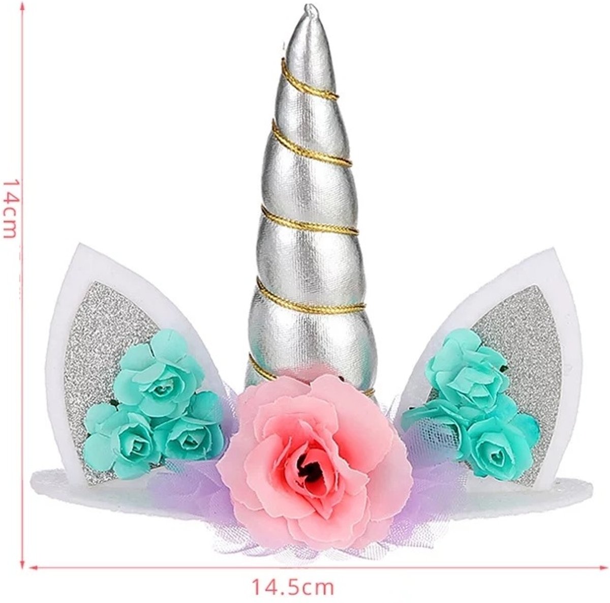 Unicorn cake topper |zilver| Eenhoorn taart versiering | DM-products